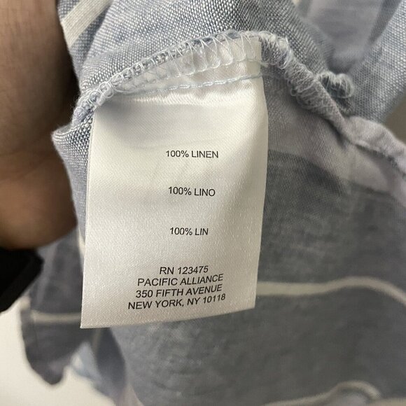 Ellen Tracy 100% Linen Sleeveless Top Womens S Blue White Stripe Button Up - Picture 9 of 10